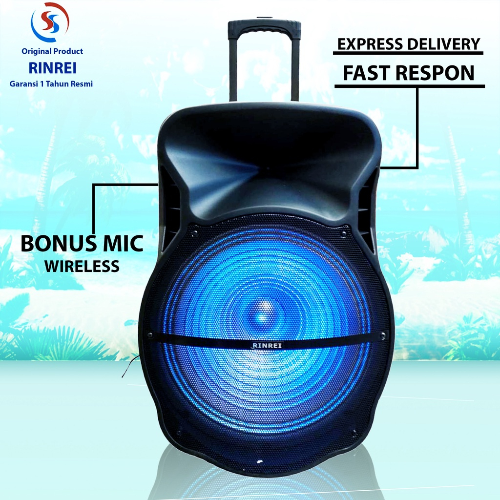 Speaker 18 In Bonus Mic 2 Wireless Rinrei 8899Y Ready Karaoke | Speaker Wireless Bluetooth Bass | Sp