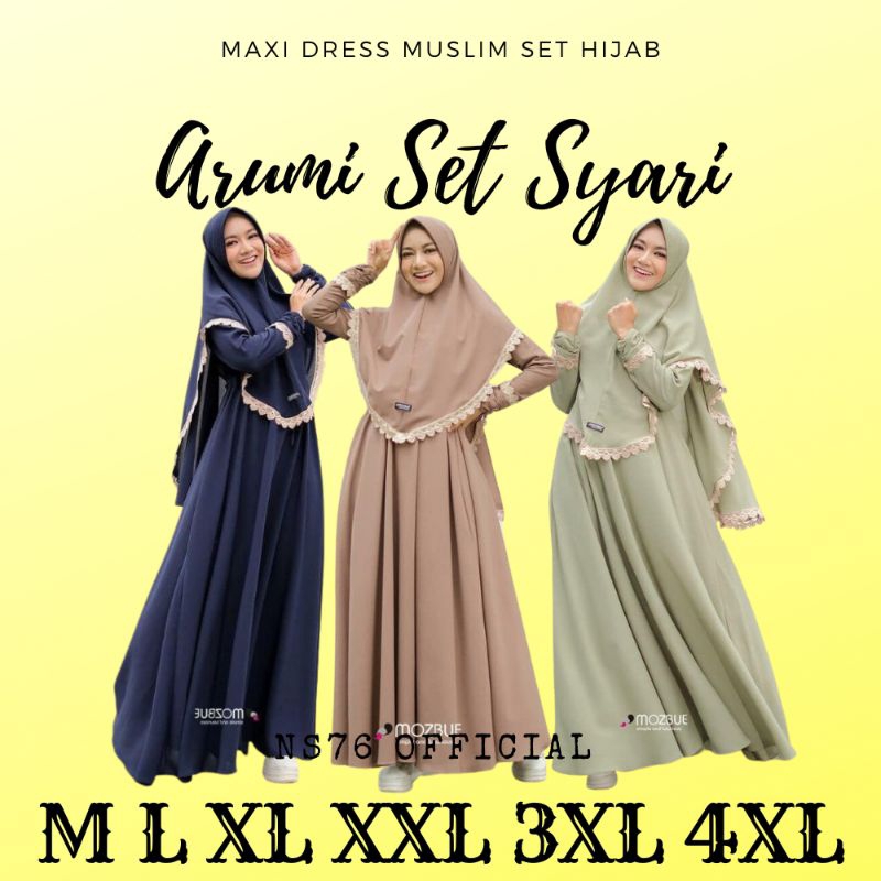 ARUMI GAMIS SET SYARI GAMIS BARU READY STOK SIZE M L XL XXL XXXL XXXXL GAMIS MUSLIM BARU GAMIS RENDA