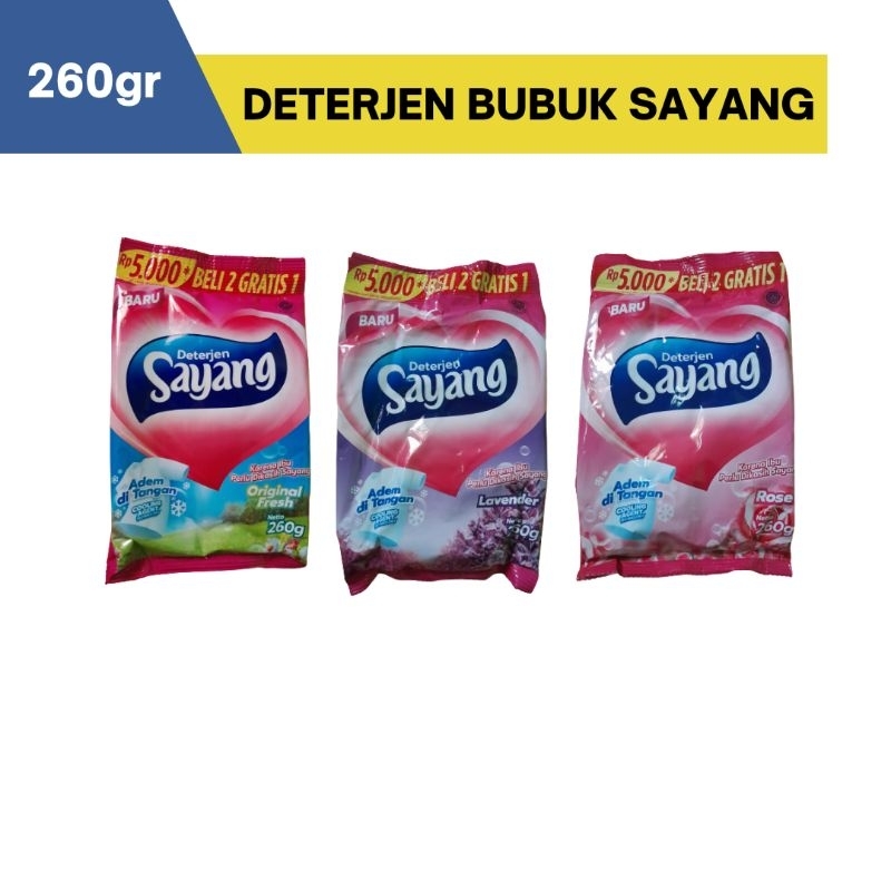 DETERJEN SAYANG BUBUK 260GR | DETERJEN SAYANG 260GR | DETERJEN SAYANG 220GR