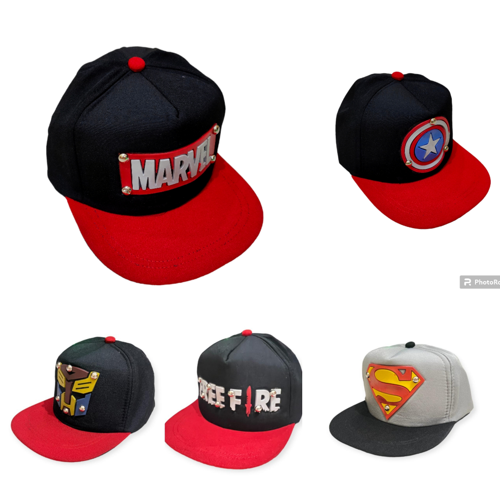 Topi Anak Laki Laki Motif Freefire Transfomer Superman Boboboy Kapten America