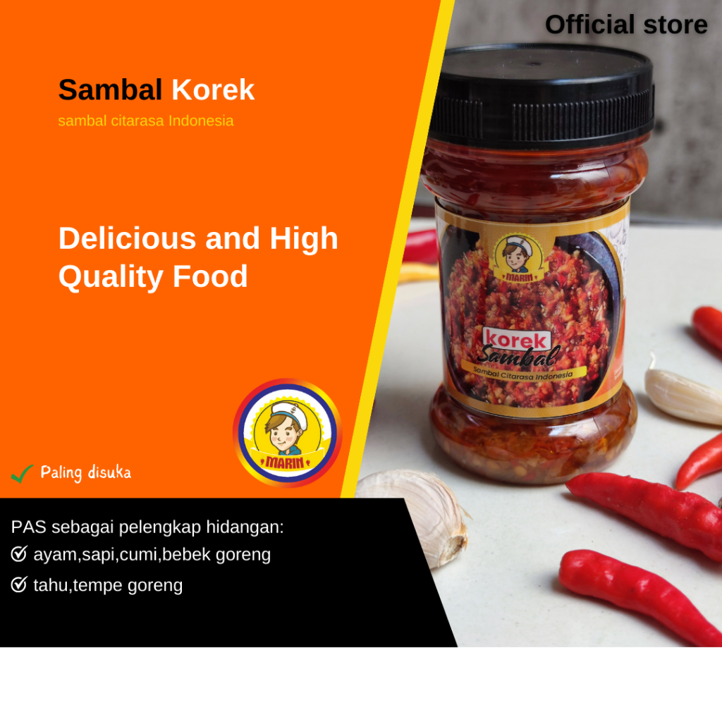 

SAMBAL KOREK-150G-PEDAS-HALAL-SURABAYA-COCOK UNTUK OLEH2-BU RUDY