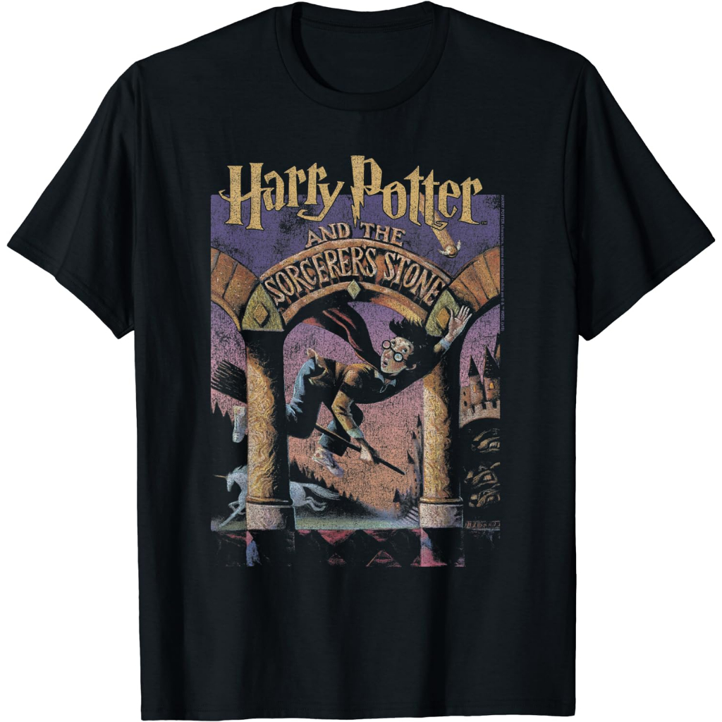 Kaos Dewasa Harry Potter The Sorcerer's Stone Book Cover T-Shirt Fashion Baju Atasan Anak Laki Laki 