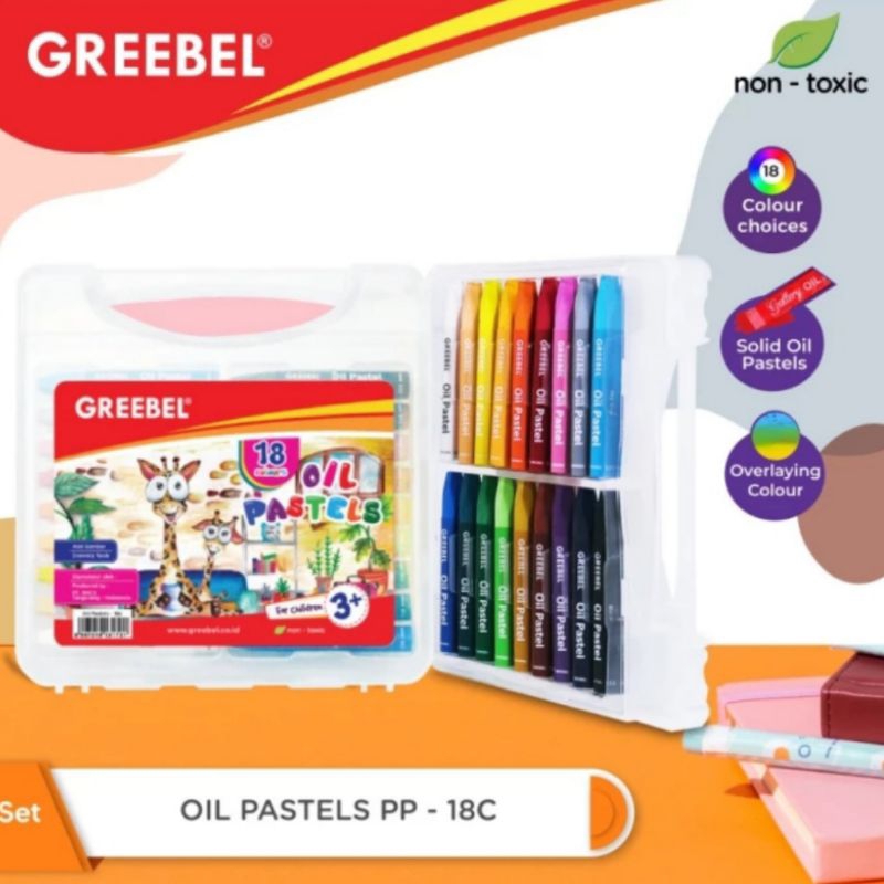 

Crayon Greebel 18 warna / Crayon 18 warna Greebel / Oil Pastel Greebel 18w / Krayon Greebel 18w