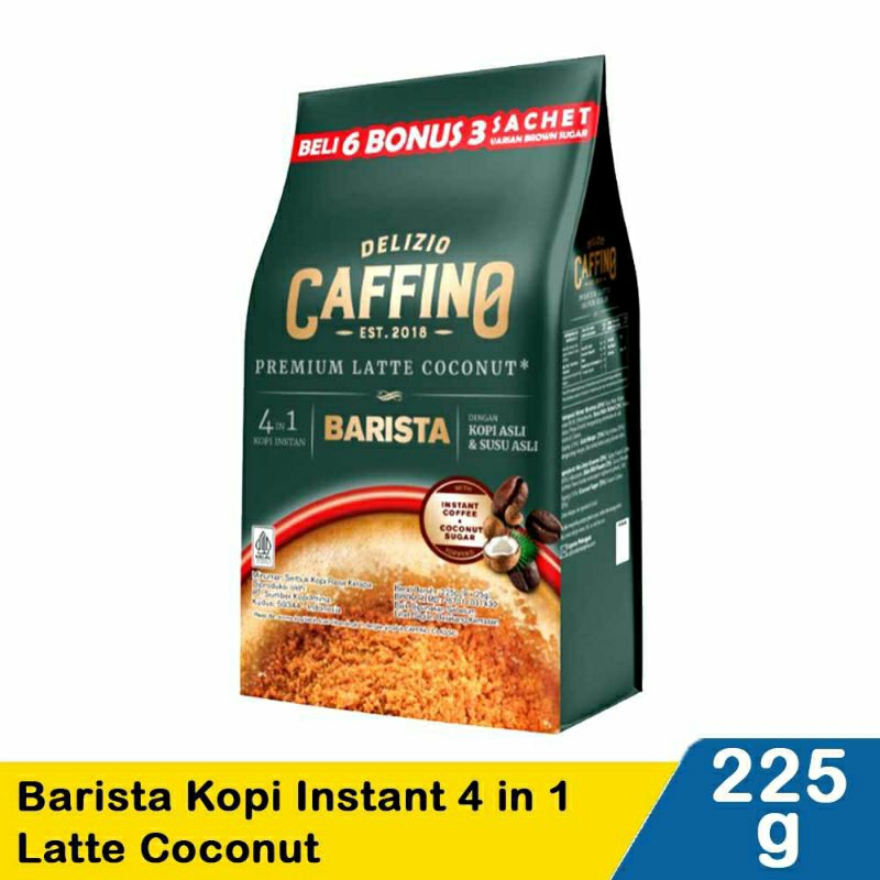 

Caffino Barista Kopi Instant 4In1(6+3) Latte Coconut 225G