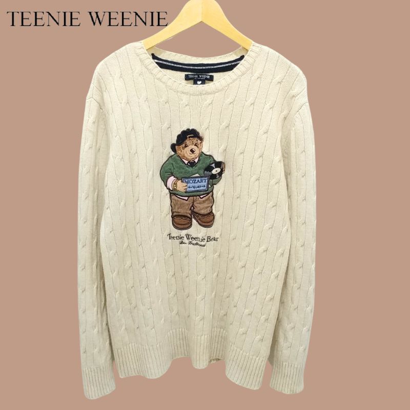 Teenie Weenie Cream Cable Wool Nylon Sweater