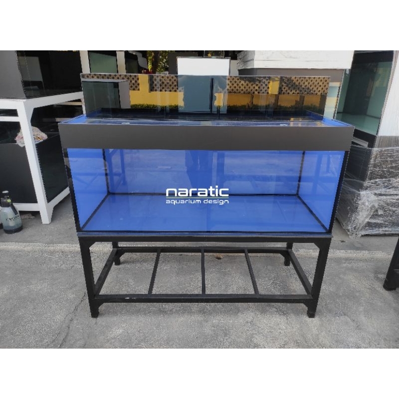 Aquarium 120x60x50 8mm & rak holo ceper stiker biru