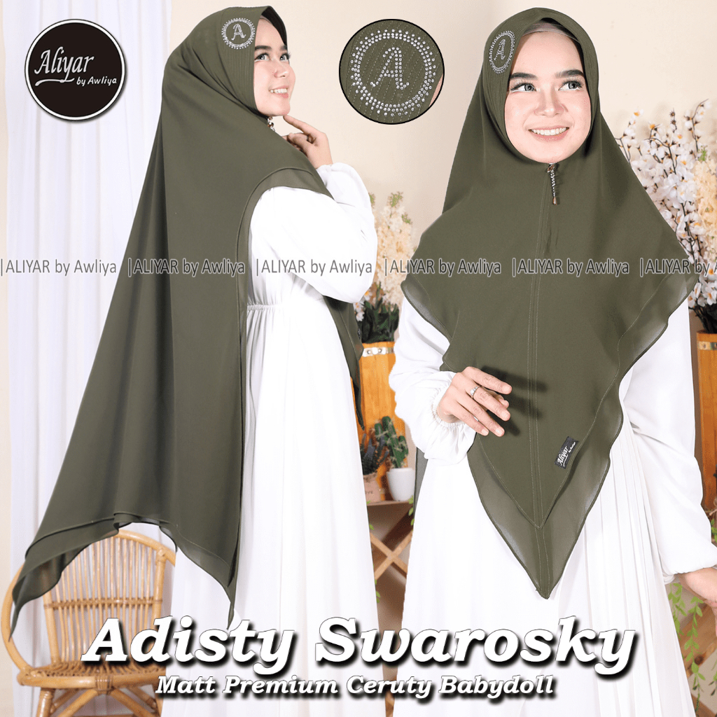 KHIMAR SYAR'I ADISTY SWAROSKY ORIGINAL ALIYAR BY AWLIYA HIJAB /ALIYAR COLLECTION CERUTTY BABYDOLL JU