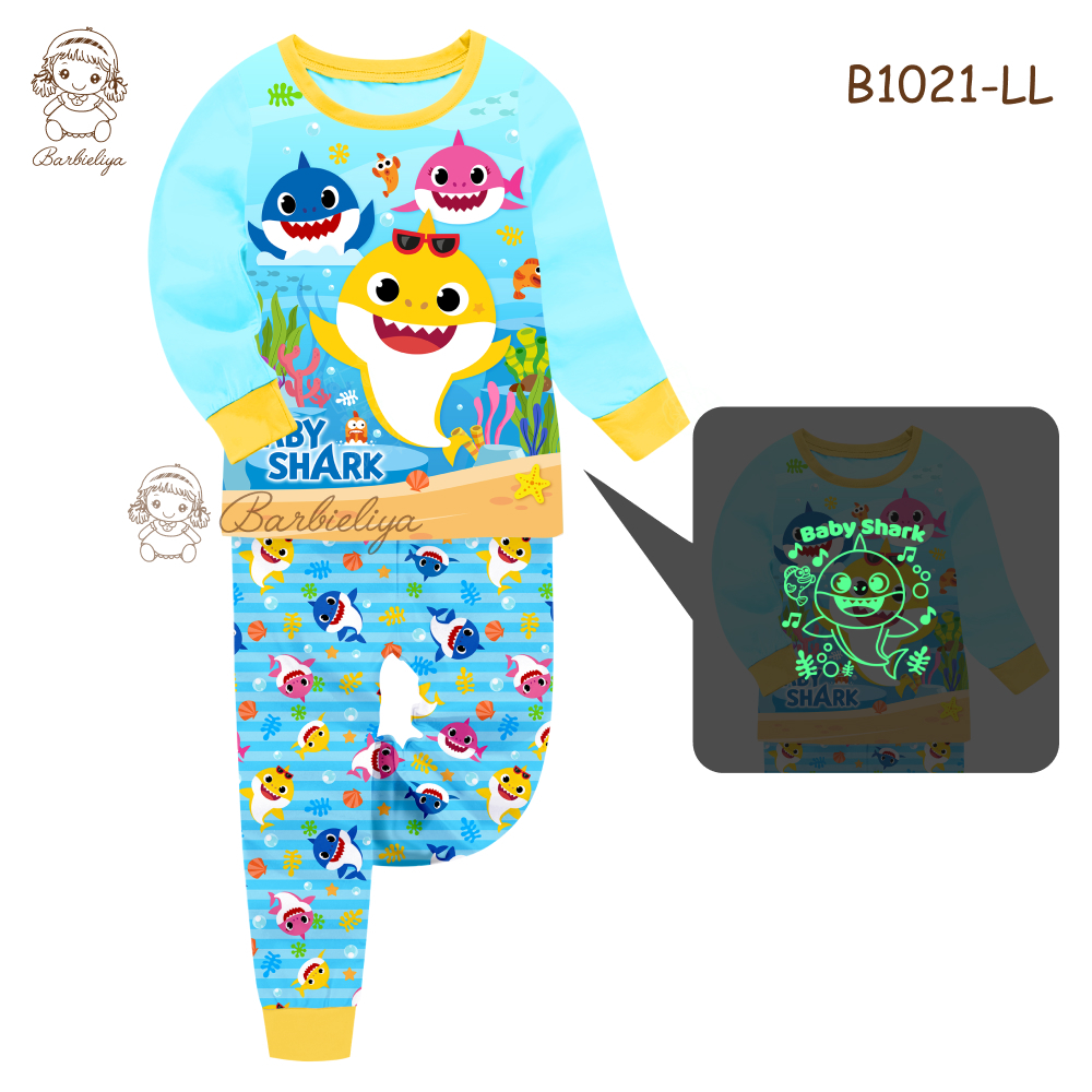 Piyama Baju Tidur Karakter Anak Glow In The Dark Baby Shark B1021LL