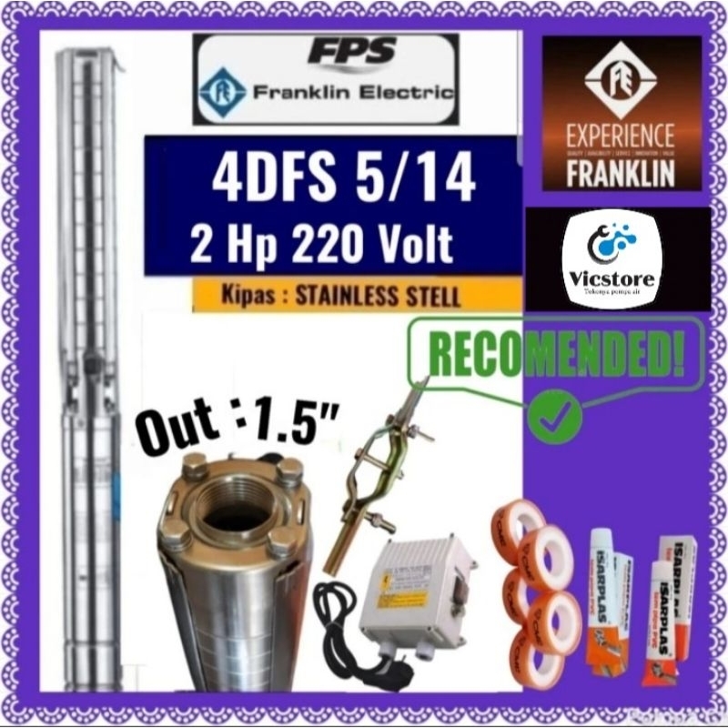 Pompa satelit FRANKLIN 2hp 1Phase 4inch Debit 5 kubik + control box