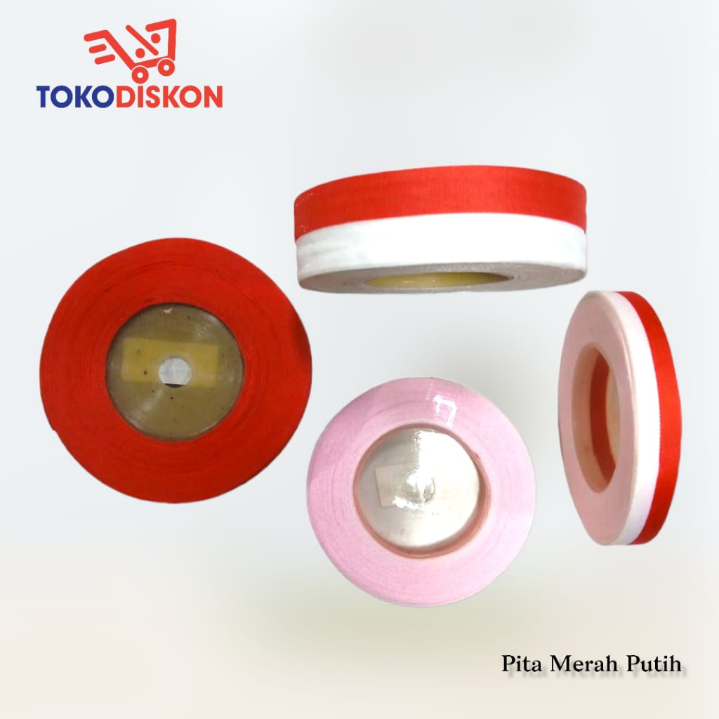 

Pita Merah Putih Ukuran 1/2" & 1" - Pita Merah Putih 1 Roll Untuk Agustusan