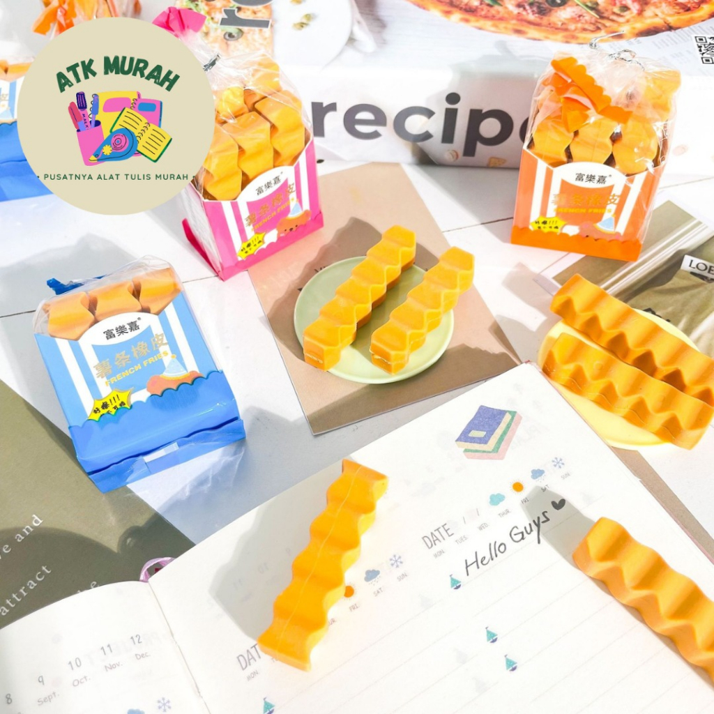 

PENGHAPUS FRENCH FRIES ISI 6 PCS ALAT-ALAT SEKOLAH AESTHETIC KOREA LEM KERTAS ERASER HAPUSAN