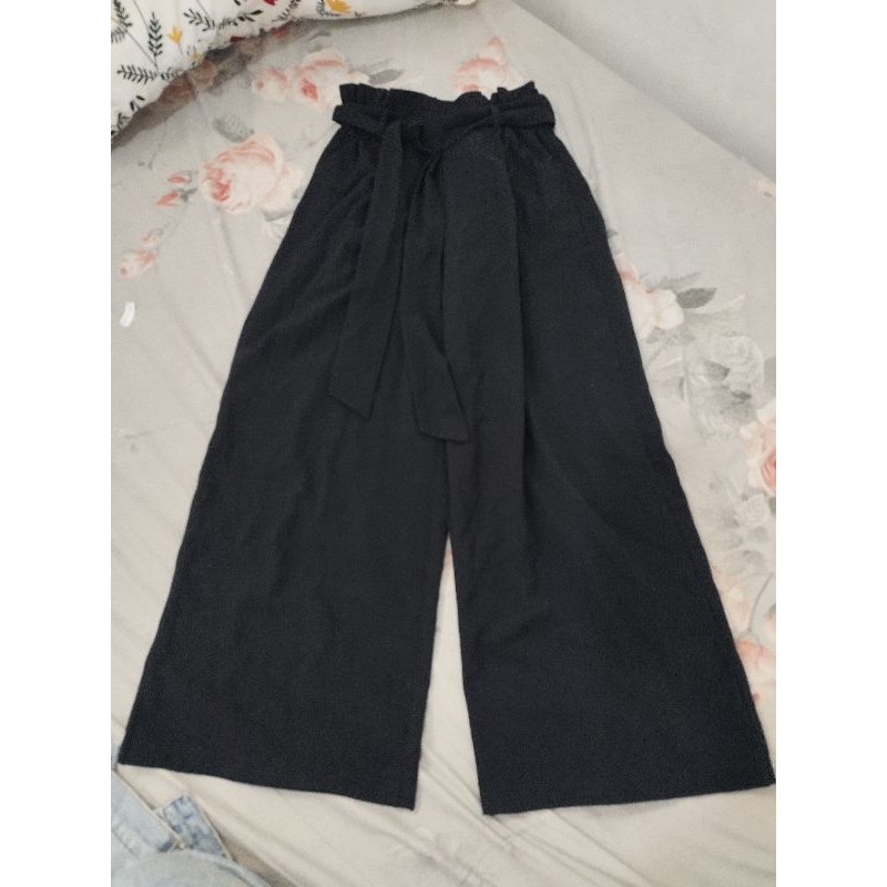 celana kulot hitam belt gu