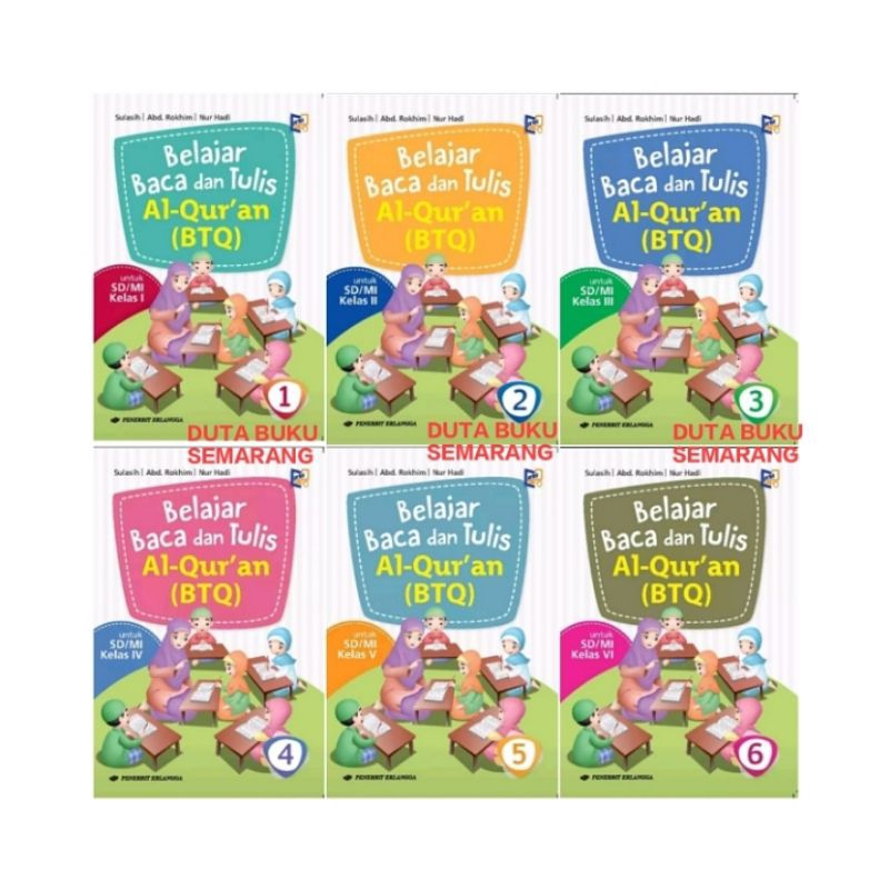 Buku Belajar Baca dan Tulis AL-QUR'AN (BTQ) KELAS 1 - 6  SD / MI  ERLANGGA