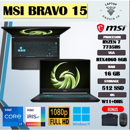 MSI BRAVO 15 RYZEN 7 7735HS RTX4060 8GB/ 16GB 512GB W11+OHS 15.6FHD IPS 144HZ