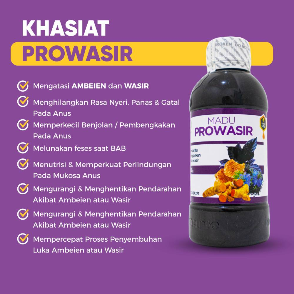 Madu PROWASIR Asli Obat Herbal Ambeien Wasir Ambeyen Luar Dalam Ampuh - PRO WASIR