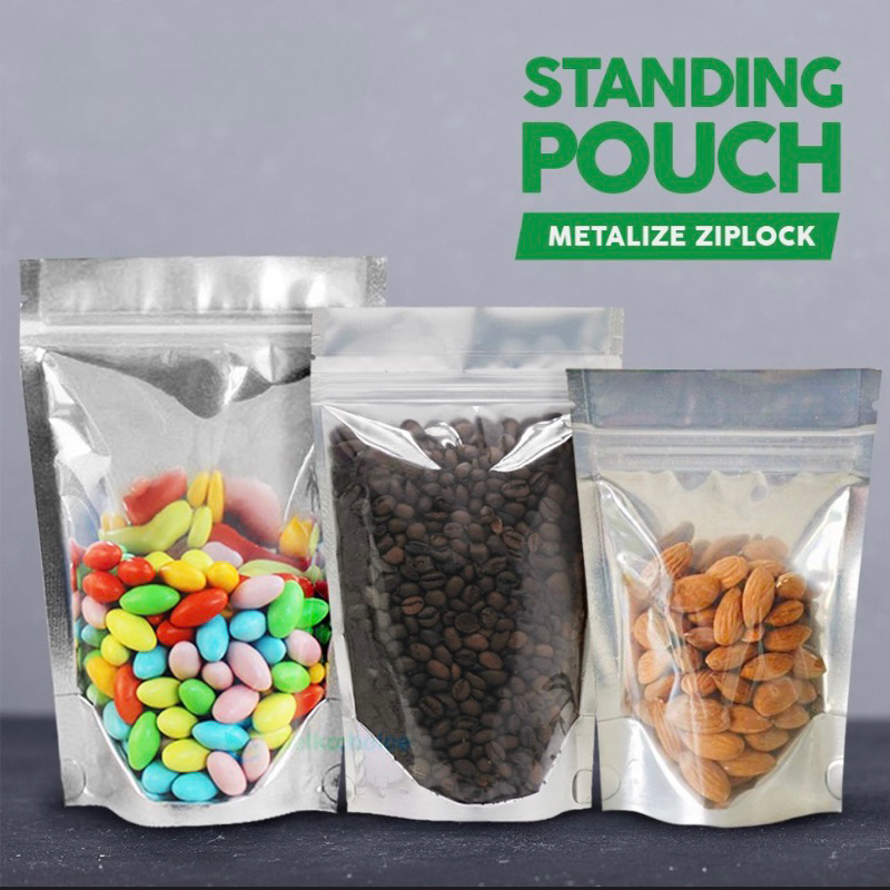 STANDING POUCH FOIL ALUMINIUM WINDOW JENDELA UNTUK SNACK KACANG DAUN TEH KOPI PERMEN