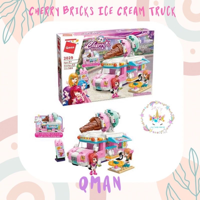 MAINAN EDUKASI BALOK ANAK QMAN CHERRY ICE CREAM TRUCK LEGO BRICK