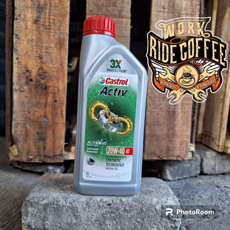 OLI MESIN MOTOR CASTROL ACTIV 4T 20W-40 1L BISA JUGA UNTUK 2T ORIGINAL