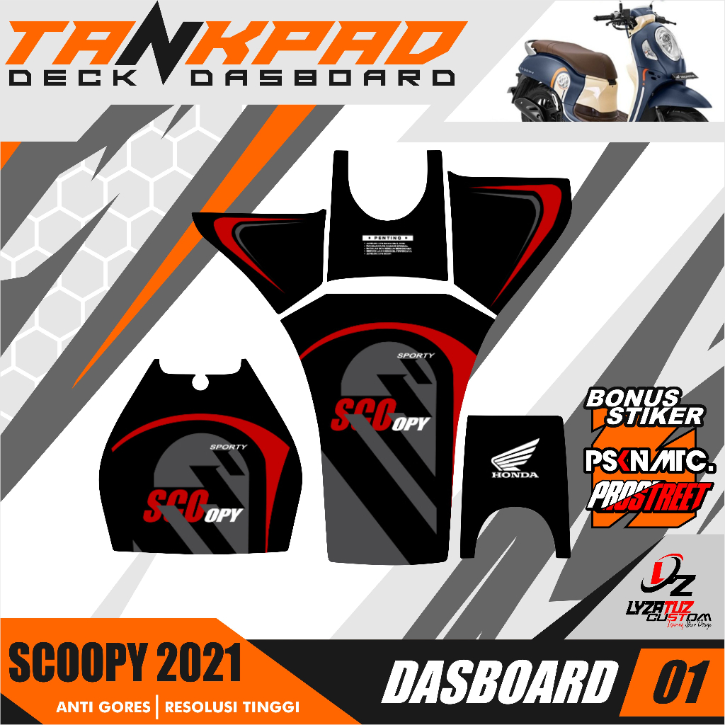 STIKER STRIPING SCOOPY 2021 PELINDUNG DASHBOARD - TANKPAD - DECKPAD SCOOPY 2021 - BODY PROTECTOR DEC