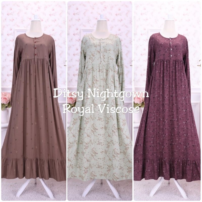 DITSY NIGHTGOWN - ROYAL VISCOSE