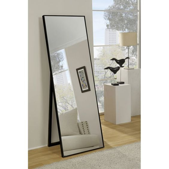 standing mirror frameless - cermin standing uk 122 x 35 cm - cermin berdiri full body kaca standing 