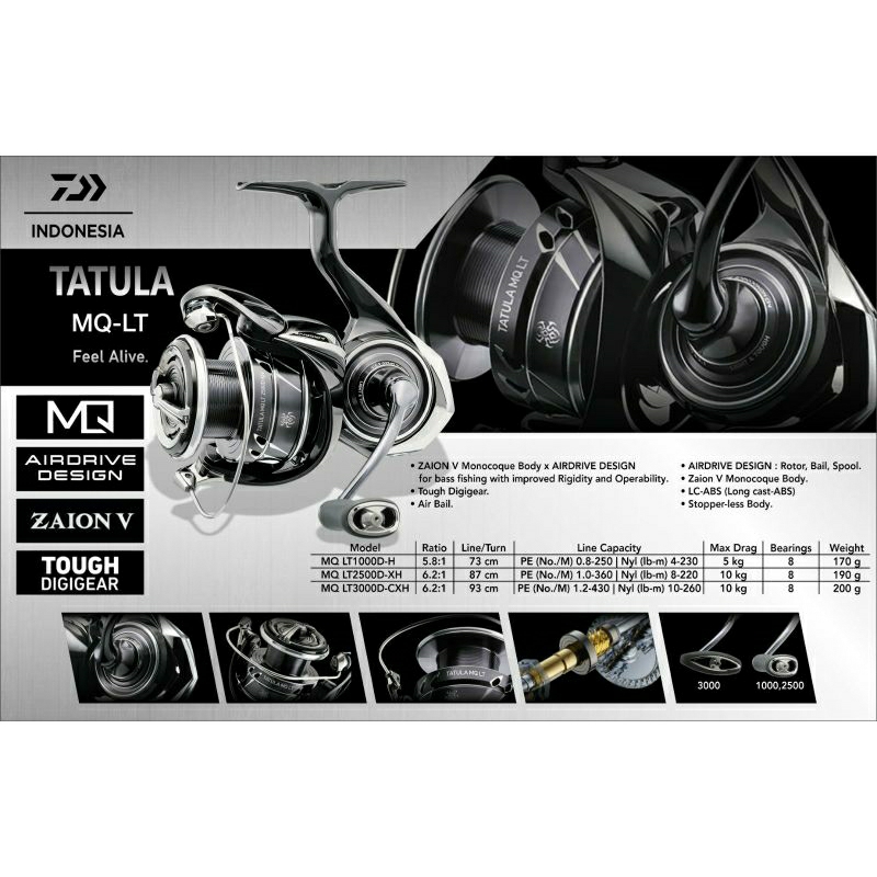 Reel Daiwa Tatula MQ LT 1000D-H - 2500D-XH - 3000D-CXH - Original
