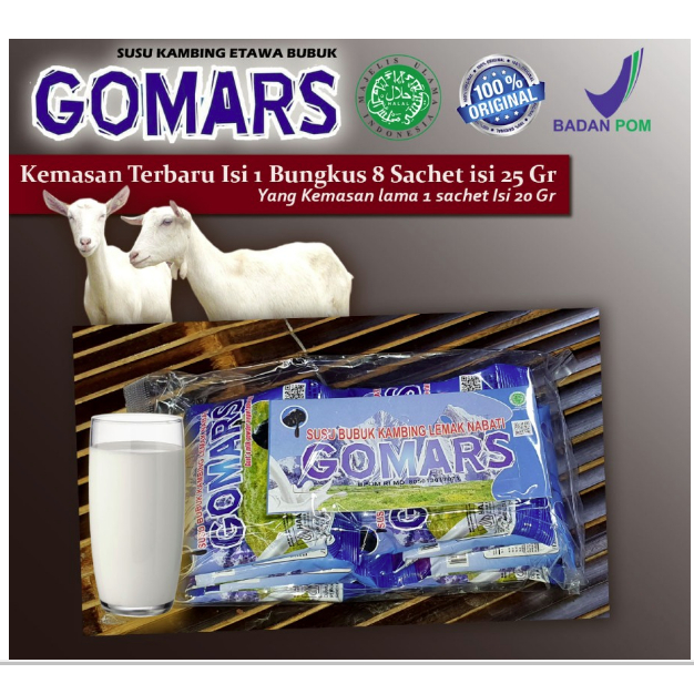 

Susu Kambing Gomars Original Isi 8 sachet Kemasan Terbaru bpom halal