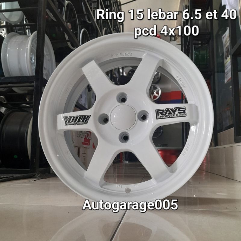 Velg te37 ring 15 lebar 6.5 et40 pcd 4x100 white