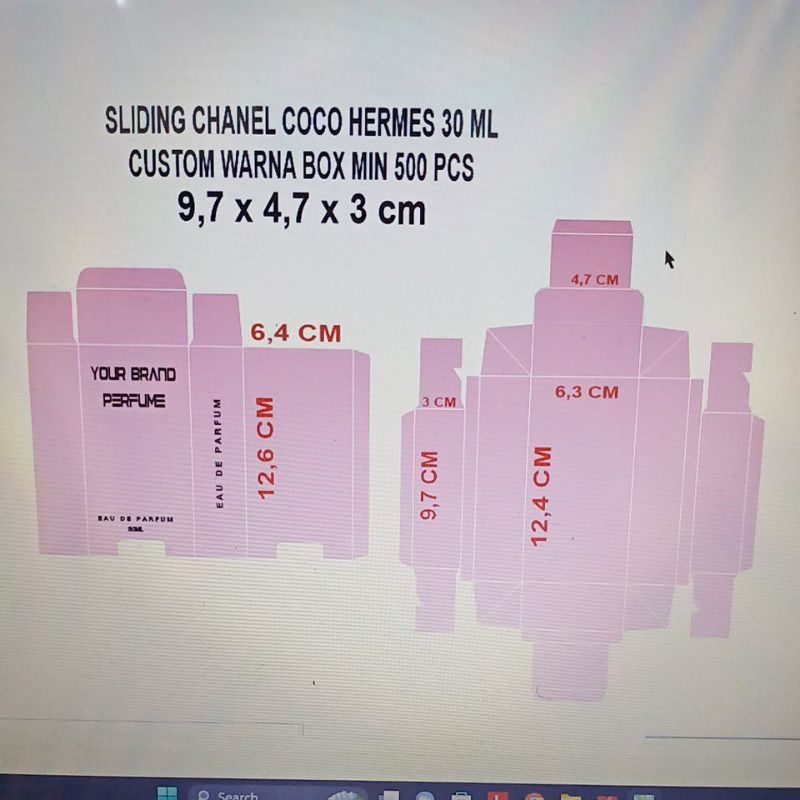 

Box Sliding Botol Parfum Kotak Chanel Coco Herm3$ min.500 pcs custom Warna