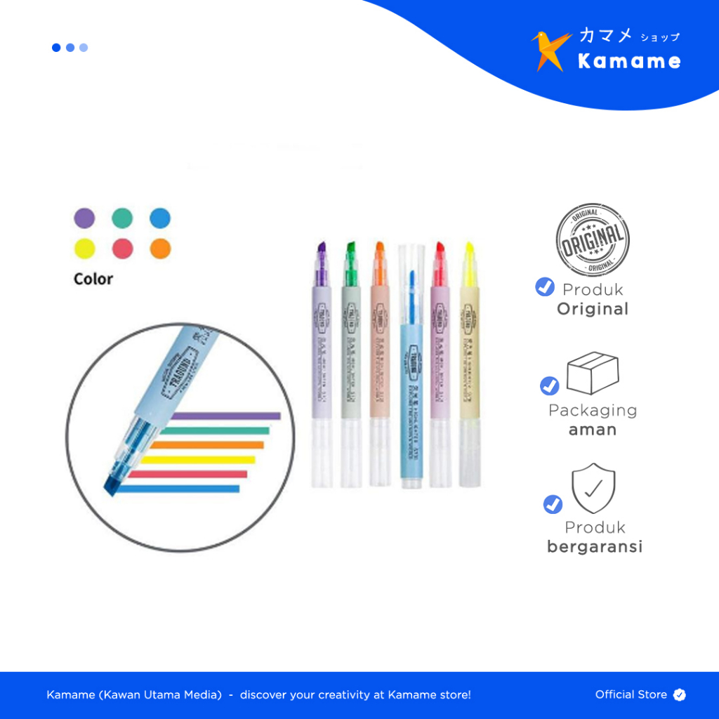 

Deli Highlighter - Stabilo 6-Warna Candy, desain kepala miring untuk penggunaan yang nyaman S731 - Kamame
