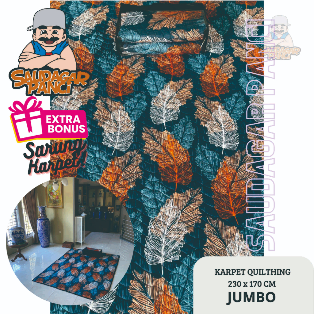 Karpet Lantai Ruang Tamu Karakter Quilting Size Jumbo Anti Slip