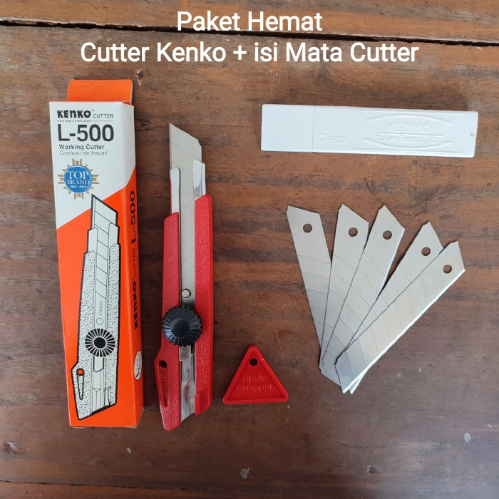 

PAKET Cutter KENKO Besar L-500 + 5 pcs Isi Pisau Cutter L-150 Kater
