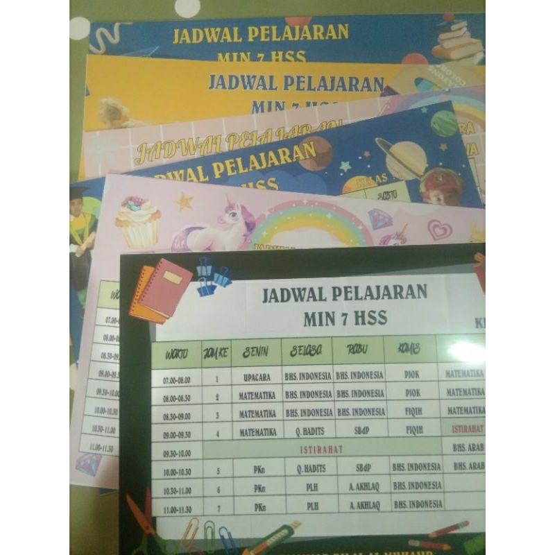 Cetak Jadwal Pelajaran Custom