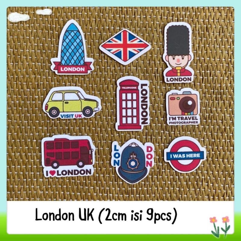 

9pcs sticker tempelan glossy london