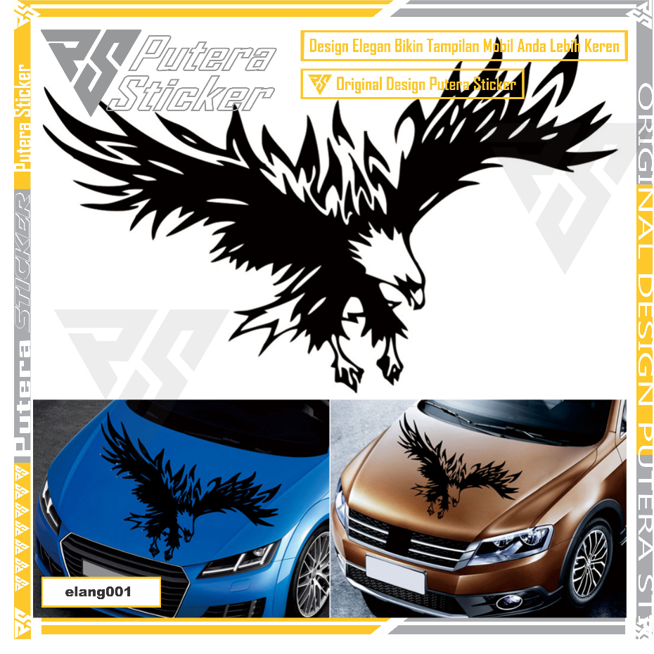 ELANG001 stiker stiker mobil elang stiker cutting pola elang stiker kap mobil elang