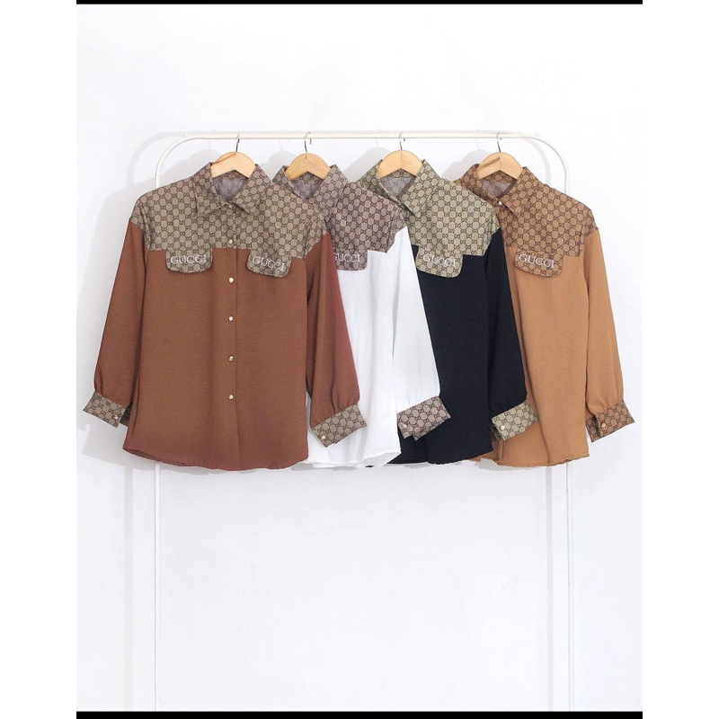 kemeja slik bordir bahan linen mix crinkle
