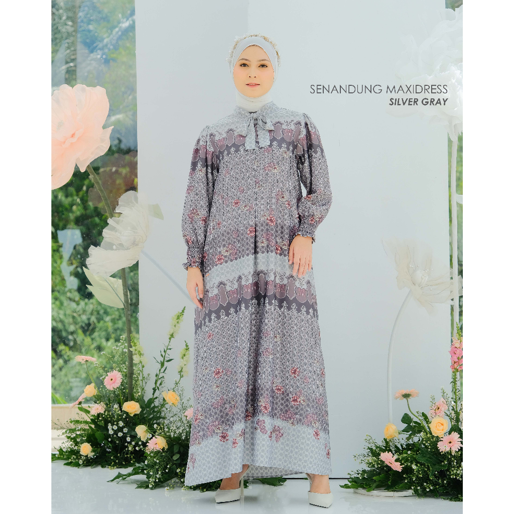 Mayoutfit Peony Set Series Silver Gray | Sarimbit Lebaran Baju Muslim Raya Keluarga-Senandung SilverGray