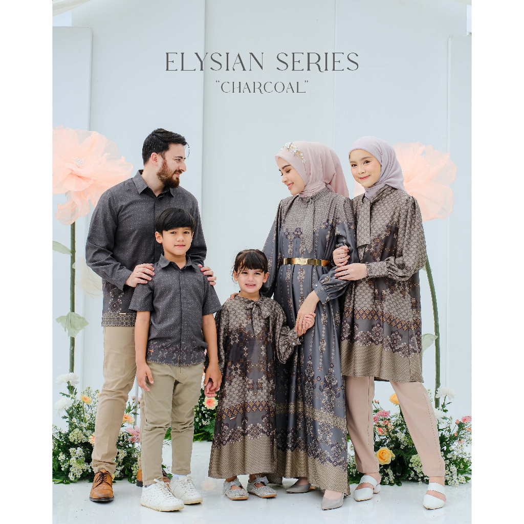 Mayoutfit Elysian Set Series Charcoal | Sarimbit Lebaran Baju Muslim Raya Keluarga