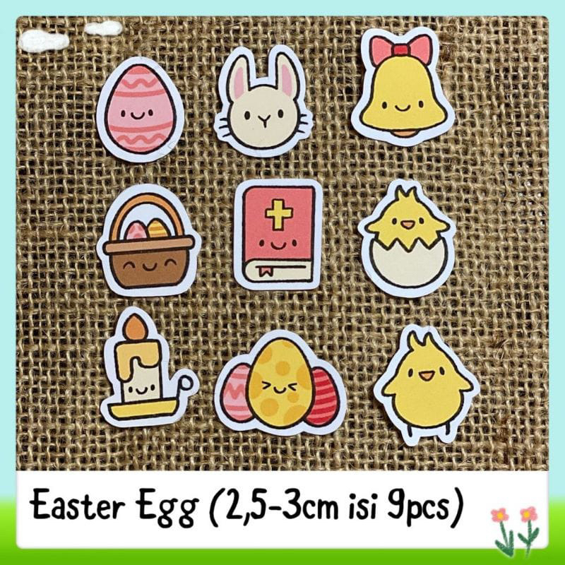 

9pcs sticker tempelan easter egg paskah