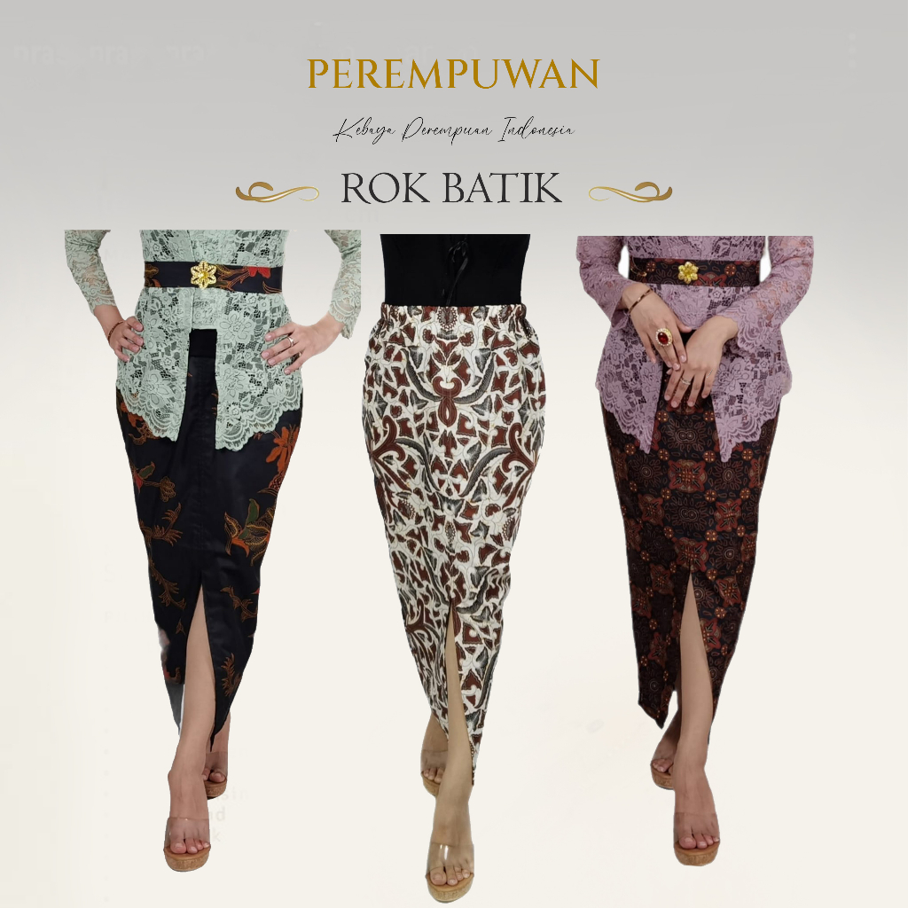 PEREMPUWAN - Rok Batik Modern Bawahan Kebaya Span Panjang Belah Depan atau Belakang untuk Wisuda Kon