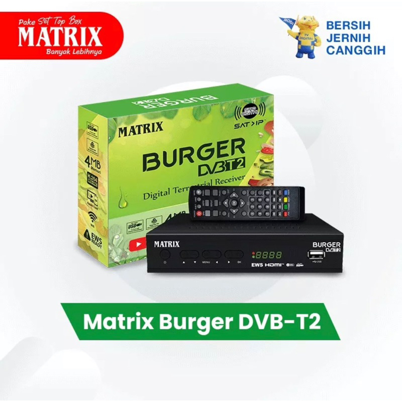 MEGAHSTORE7 SET TOP BOX TV DIGITAL MATRIX BURGER DVB T2 EWS HD / ALAT TV DIGITAL SET TOP BOX / STB T