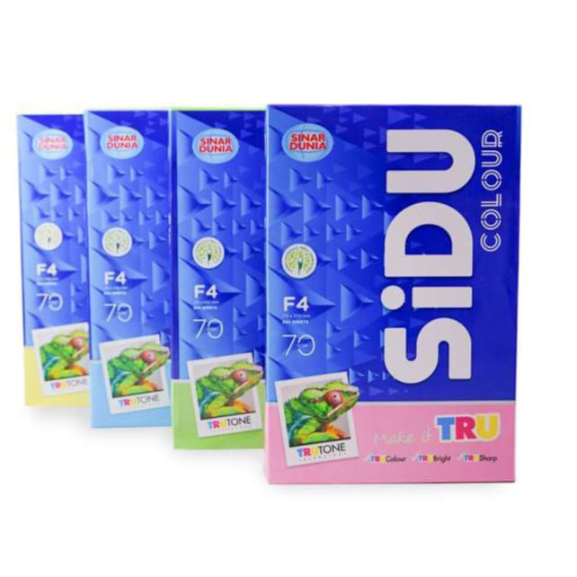 

KERTAS HVS / FOTOCOPY / PRINT SIDU F4 70 GSM ( 1 RIM ) FOLIO PINK KUNING BIRU HIJAU