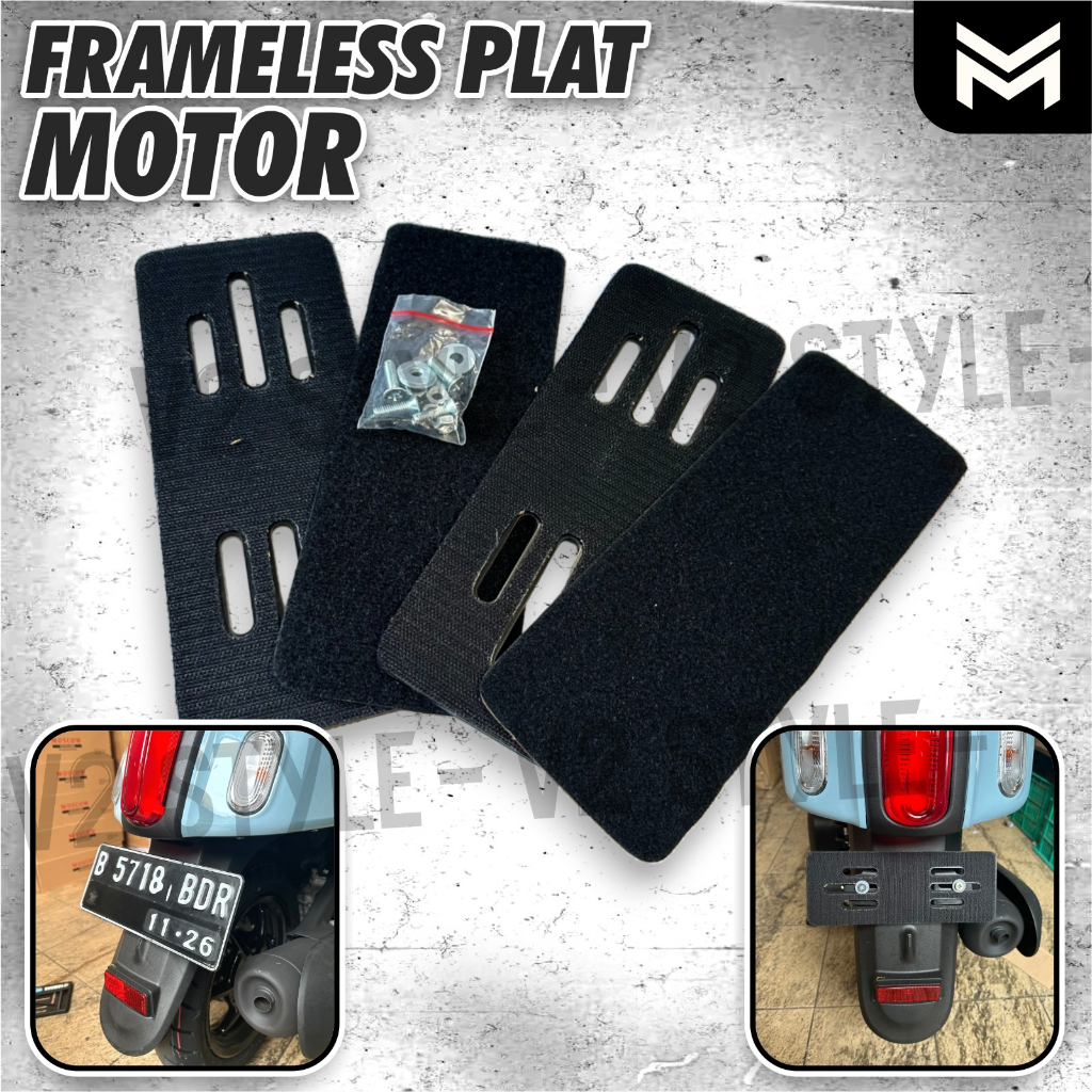 FRAMELESS PLAT NOMOR UNIVERSAL Set 2pcs Sepasang Depan Belakang + Baut / FRAME LESS TEMPEL Frameles 