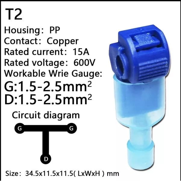 Konektor kabel listrik T Jumper Lock Quick Cable Connector Sambungan Kabel