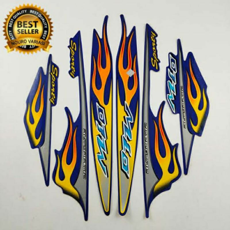 striping mio sporty 2006 biru corak api