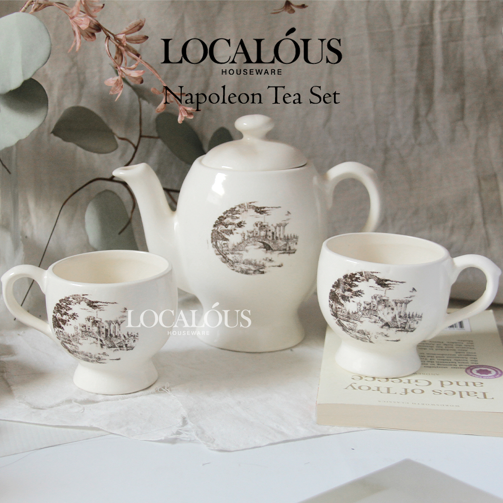 3pcs Tea Set Napoleon Gelas Teko Keramik Vintage Jadul