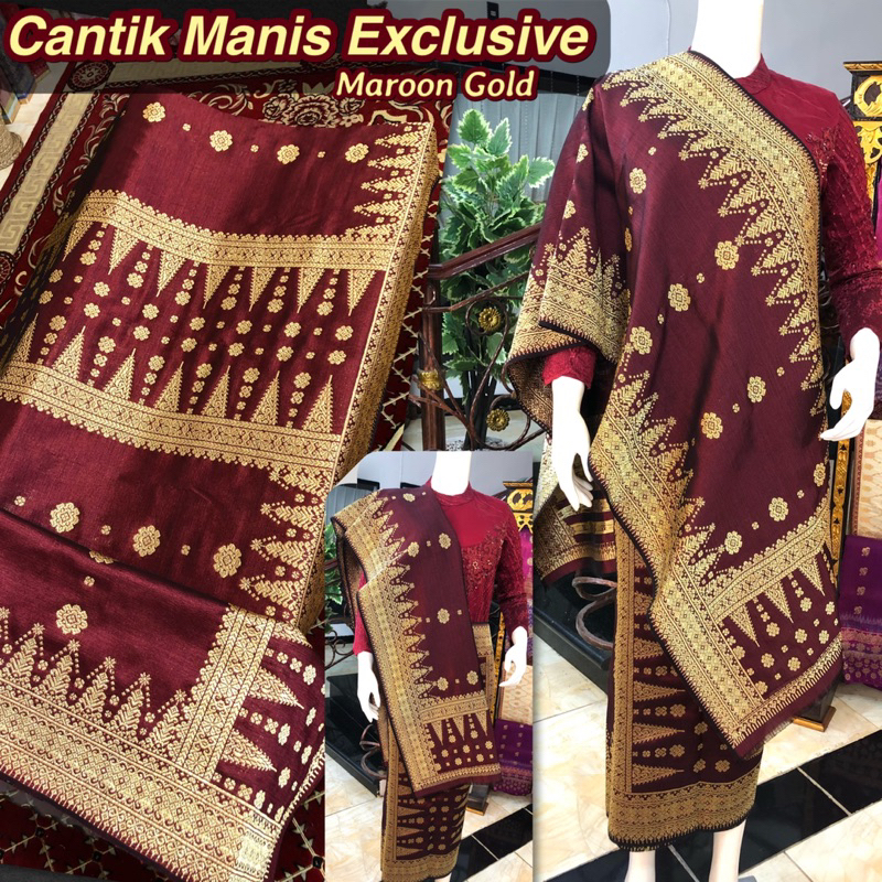 Songket Cantik Manis Exclusive Maroon Gold /songket tenun asli palembang /ilham songket palembang /s
