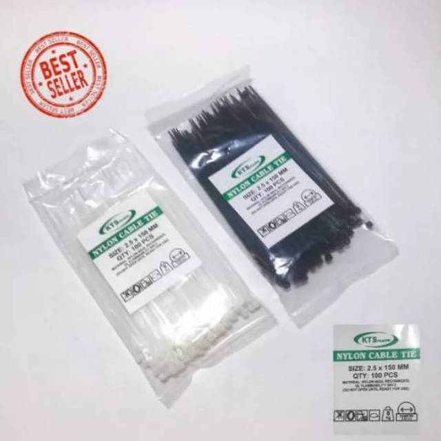 

Kabel Ties 2.5 x 100 mm Putih/Hitam 1 Pack Isi 100 PCS Merek KTS |VT