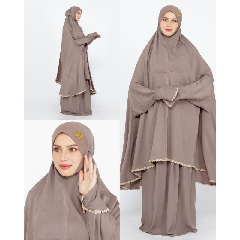 Mukena Faeyza By Elkisa/Mukena atas bawah berlengan/mukena silk/mukena premium/mukena seserahan/muke