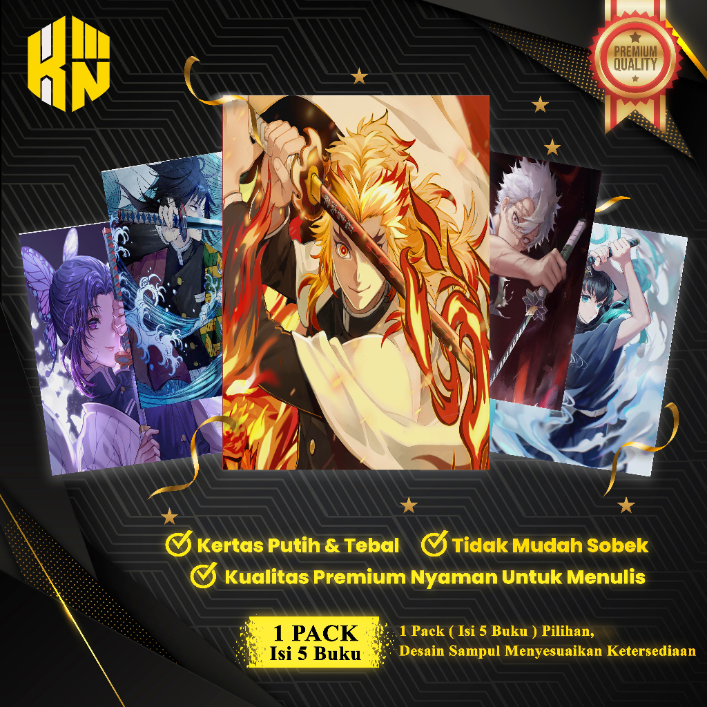 

KEN.IND - Buku Tulis Sekolah Custom Tema DEMON SLAYER 1 Bergaris 38 Lembar 1 Pak Isi 5 Buku/ Buku Tulis Anime/ Buku Aesthetic/ Buku Catatan